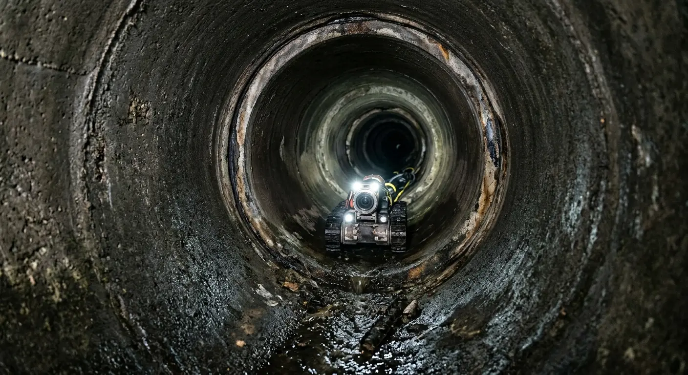 Robotic sewer camera inspecting pipe interior for Sewer Line Repair in Claymont